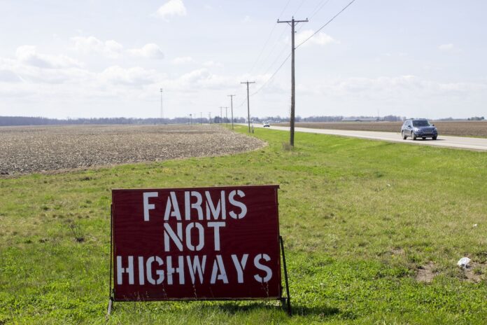 farms not highways sign morrow county
