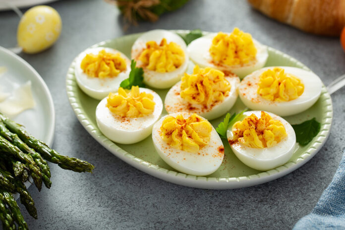 Traditional deviled eggs for Easter brunch