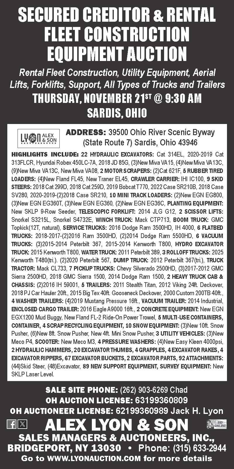 Construction, utility equipment, aerial lifts, and misc. Auction Farm